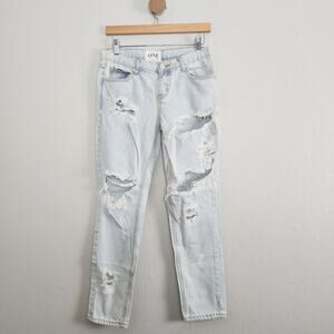 One Teaspoon Awesome Baggies Oversized Destroyed Light Wash Boyfriend Denim Jean